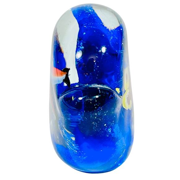 Murano Art Glass Fish Aquarium Bubble Hand Blown Paperweight Blue Clear 3"x3" - Picture 3 of 8